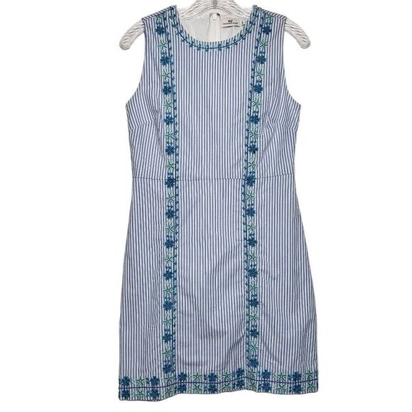 Vineyard Vines Pop Embroidered Floral Stretch Stripe Shift Dress Nautical Size 0 - Picture 2 of 10